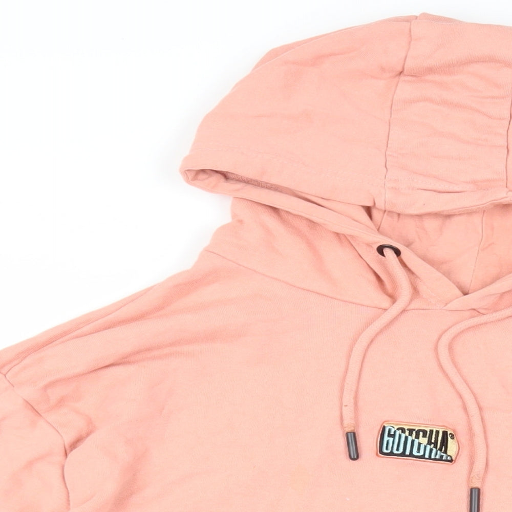Gotcha Mens Pink Cotton Pullover Hoodie Size L - Logo Pockets