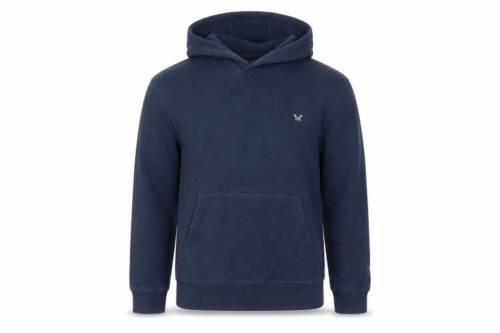 Crew Clothing Blue Cotton Pullover Hoodie Size M - Logo Pockets