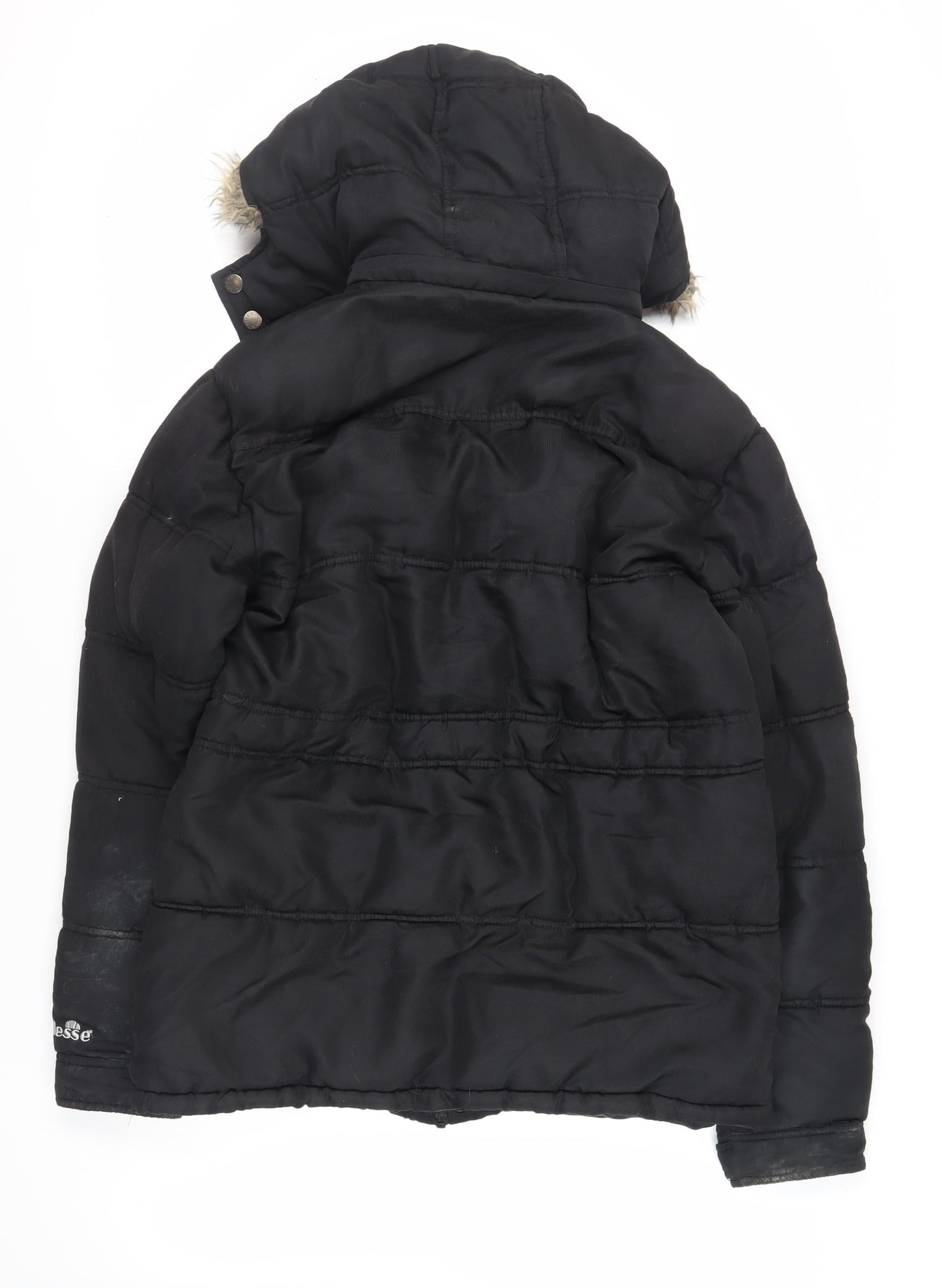 ellesse Womens Black Puffer Jacket Jacket Size M Zip - Logo Hooded