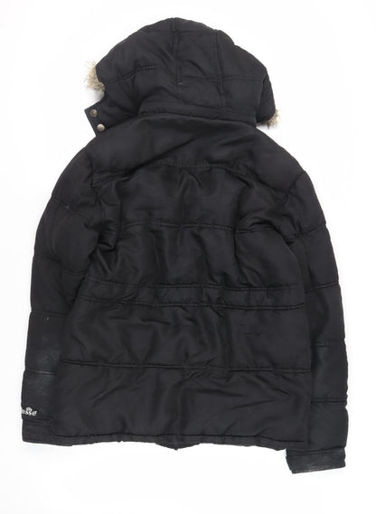 ellesse Womens Black Puffer Jacket Jacket Size M Zip - Logo Hooded