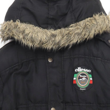 ellesse Womens Black Puffer Jacket Jacket Size M Zip - Logo Hooded