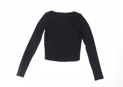 Womens UK Size M Zara Black Cropped T-Shirt