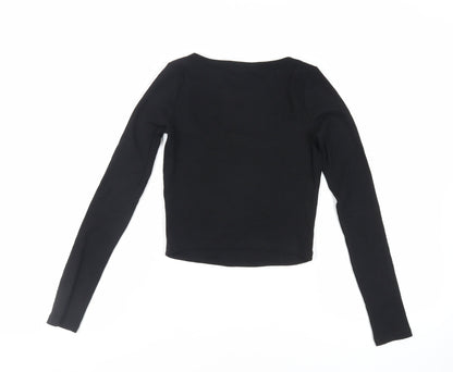 Womens UK Size M Zara Black Cropped T-Shirt