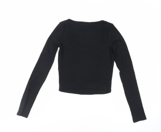 Womens UK Size M Zara Black Cropped T-Shirt