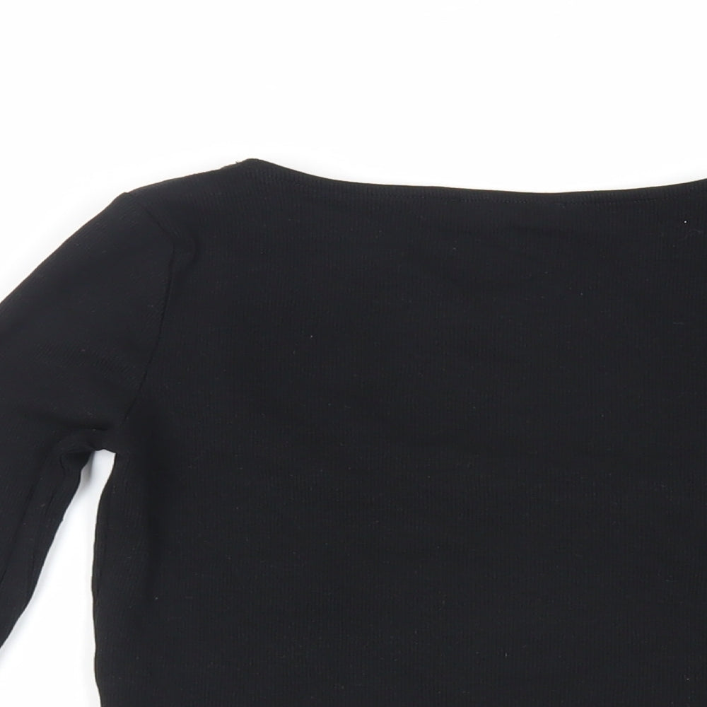 Womens UK Size M Zara Black Cropped T-Shirt