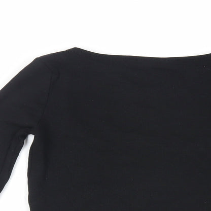 Womens UK Size M Zara Black Cropped T-Shirt