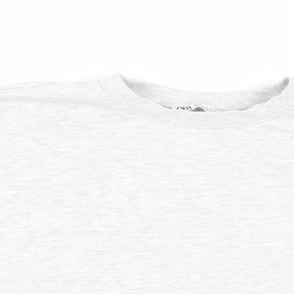 Zara Womens Grey Cotton Pullover Sweatshirt Size M Pullover - Raw Hem