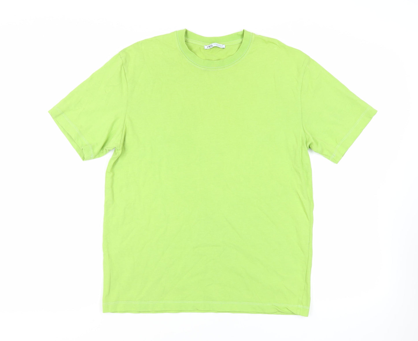 Womens UK Size M Zara Green Basic T-Shirt