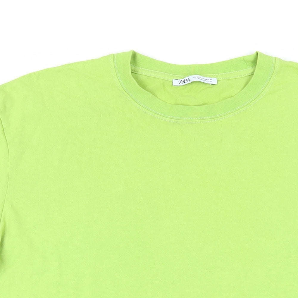 Womens UK Size M Zara Green Basic T-Shirt