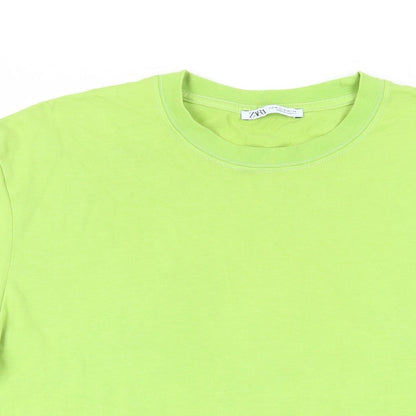 Womens UK Size M Zara Green Basic T-Shirt