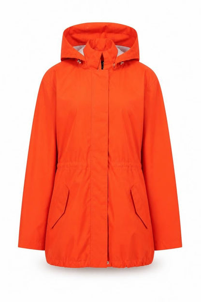 Lands' End Womens Red Rain Coat Coat Size M Zip - Hooded Water Resistant