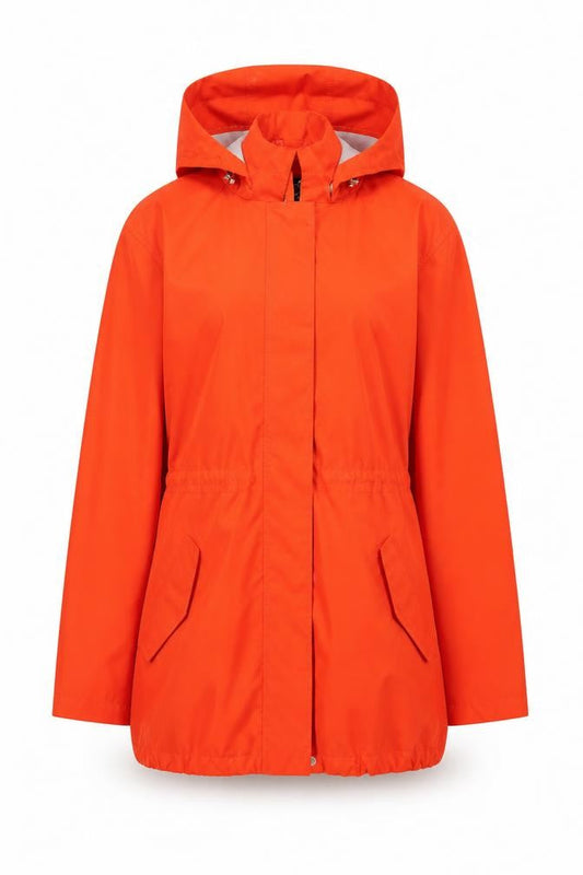 Lands' End Womens Red Rain Coat Coat Size M Zip - Hooded Water Resistant