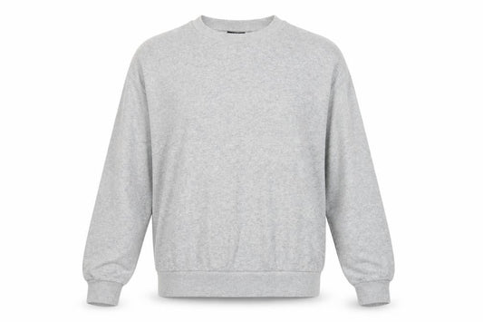 Front view of ASOS women’s grey cotton pullover sweatshirt, size M, pullover