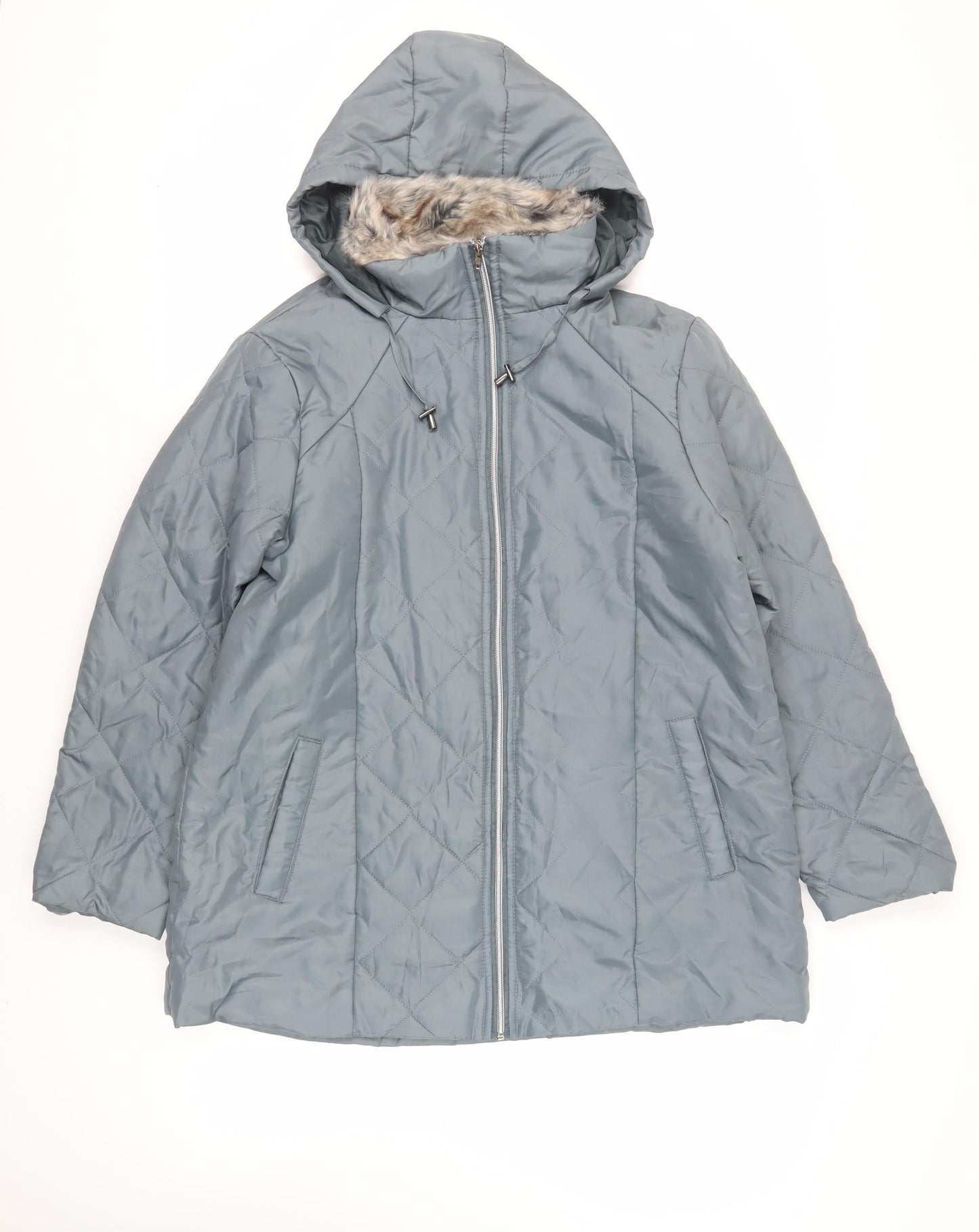 Womens UK Size M Anne De Lancay Green Quilted Coat