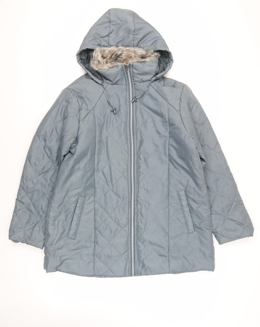 Womens UK Size M Anne De Lancay Green Quilted Coat