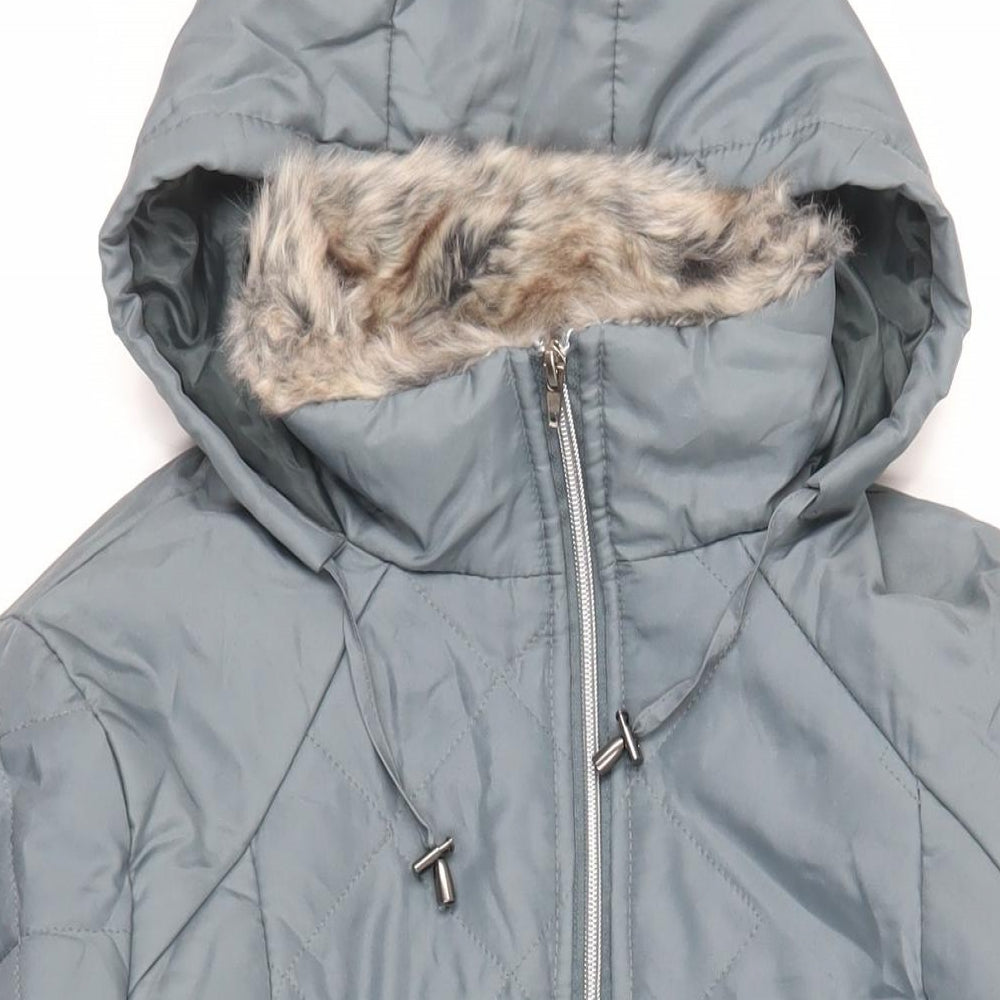 Womens UK Size M Anne De Lancay Green Quilted Coat