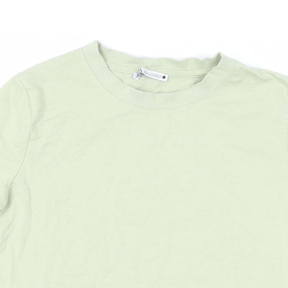 Womens UK Size S Zara Green Basic T-Shirt