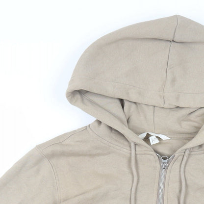 H&M Womens Beige Cotton Full Zip Hoodie Size S Zip - Pockets