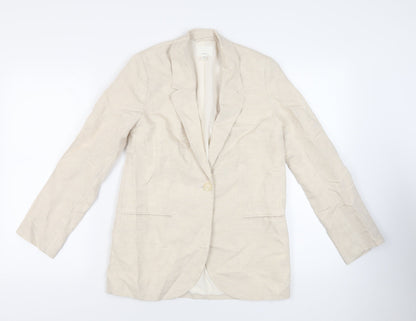 H&M Womens Beige Jacket Blazer Size XS Button