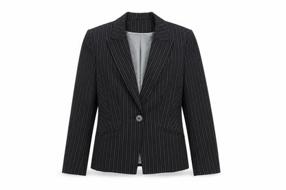 Next Womens Black Striped Jacket Blazer Size 10 Button
