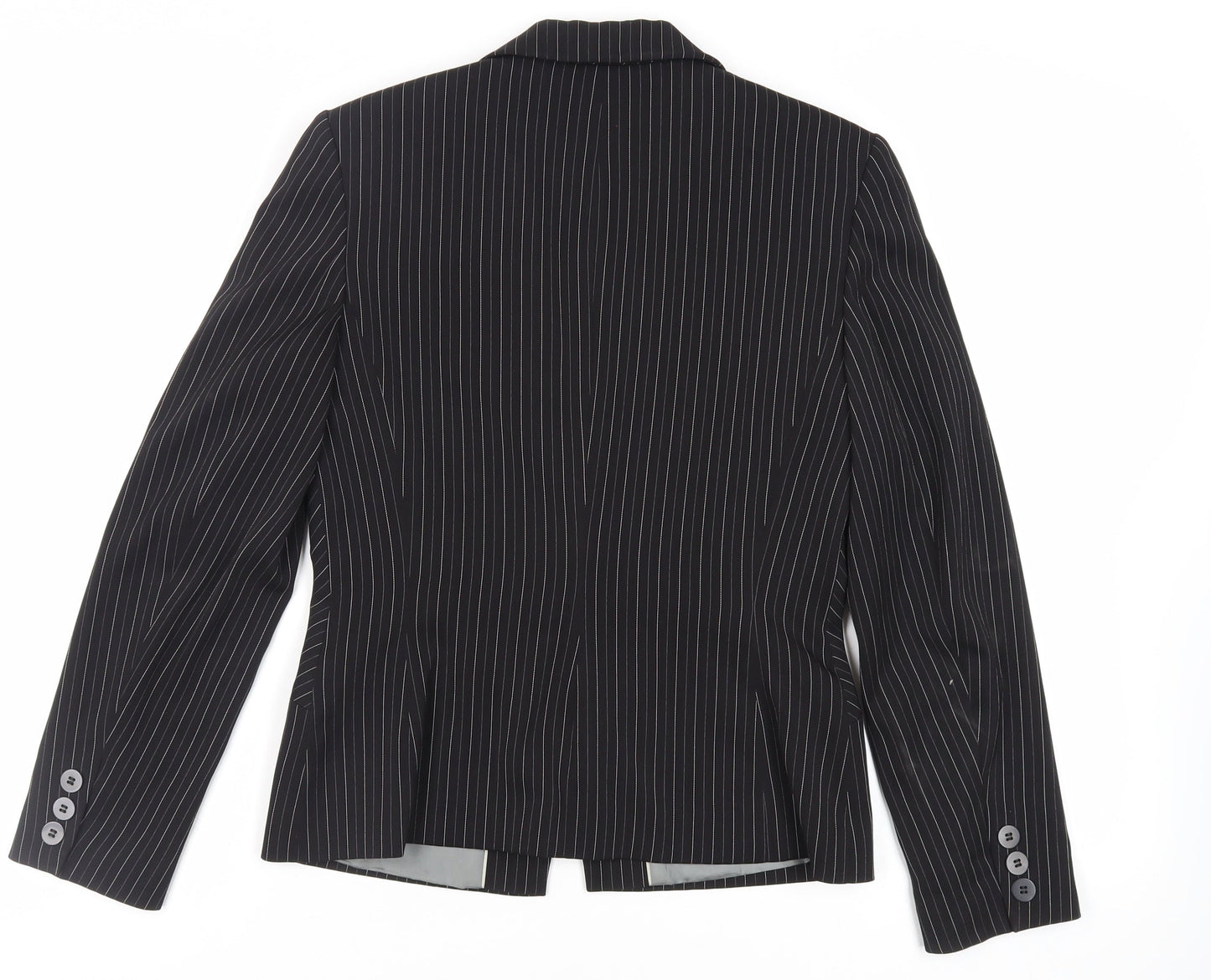 NEXT Womens Black Striped Jacket Blazer Size 10 Button