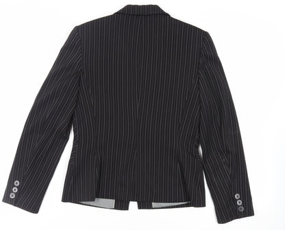 NEXT Womens Black Striped Jacket Blazer Size 10 Button