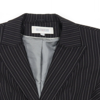 NEXT Womens Black Striped Jacket Blazer Size 10 Button