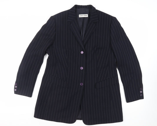 Gerry Weber Womens Blue Striped Jacket Blazer Size 16 Button