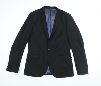 Mens UK Size 40 Topman Regular Black Suit Jacket
