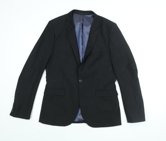 Mens UK Size 40 Topman Regular Black Suit Jacket