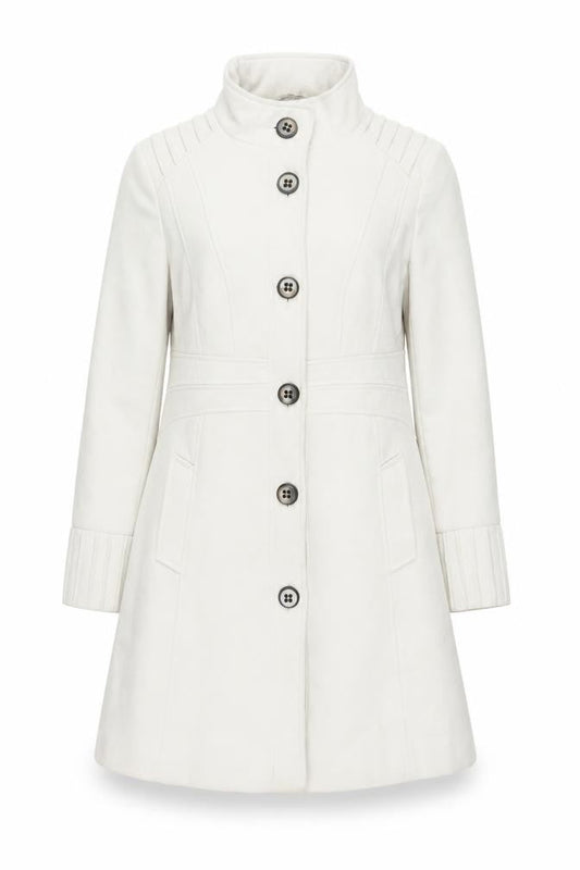 M&Co Womens Grey Overcoat Coat Size 14 Button