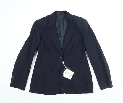 Business Solutions Womens Blue Jacket Blazer Size 10 Button