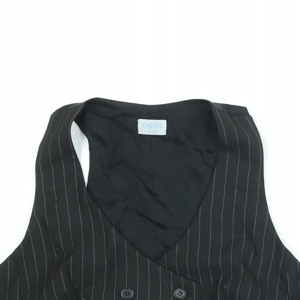 Oasis Womens Black Striped Cotton Jacket Suit Waistcoat Size 10