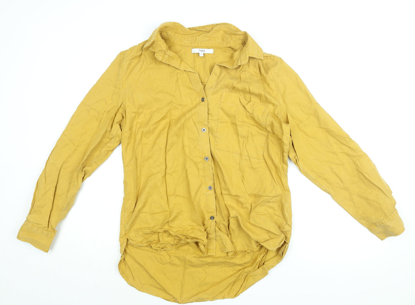 Womens UK Size 14 NEXT Yellow Basic Button-Up