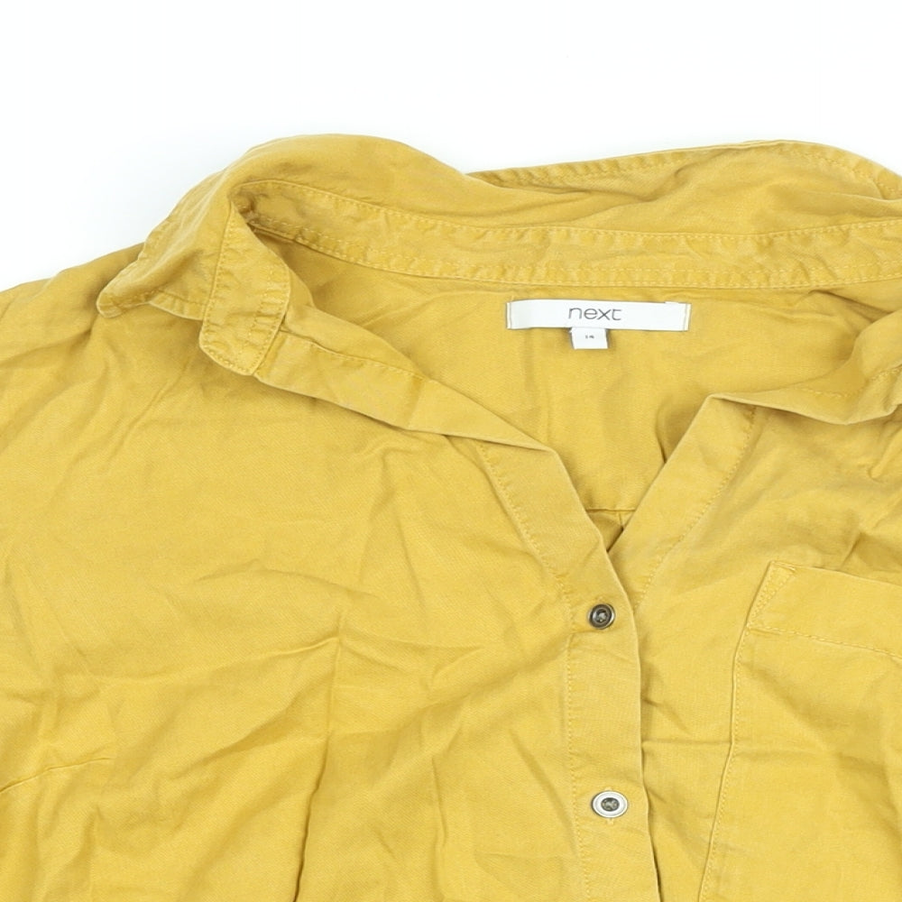Womens UK Size 14 NEXT Yellow Basic Button-Up