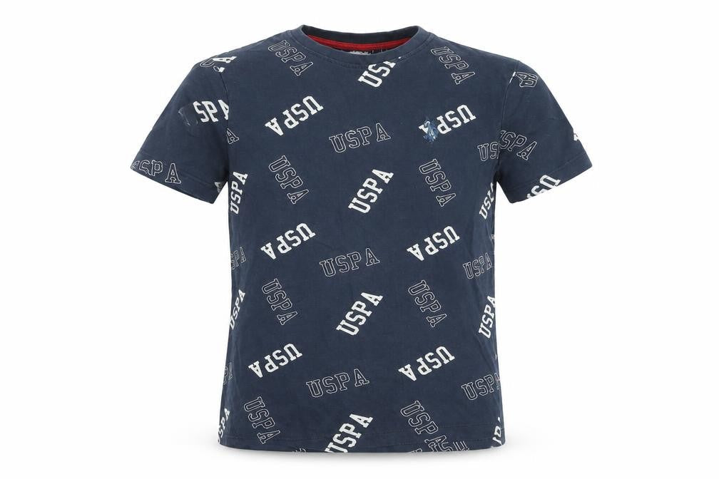 U.S. Polo Assn. Boys Blue Cotton Basic T-Shirt Size 10-11 Years Round Neck Pullover - USPA