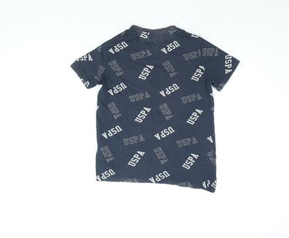 US Polo Assn. Boys Blue Cotton Basic T-Shirt Size 10-11 Years Round Neck Pullover - USPA