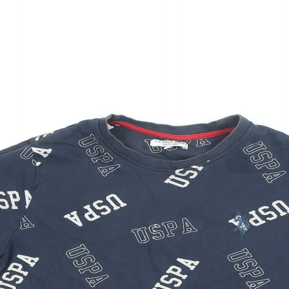 US Polo Assn. Boys Blue Cotton Basic T-Shirt Size 10-11 Years Round Neck Pullover - USPA