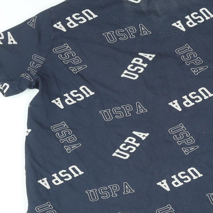 US Polo Assn. Boys Blue Cotton Basic T-Shirt Size 10-11 Years Round Neck Pullover - USPA