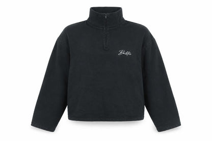 Bo+Tee Womens Black Cotton Pullover Sweatshirt Size XS Zip