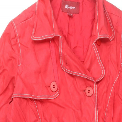 Womens UK Size 14 Monsoon Red Trench Coat