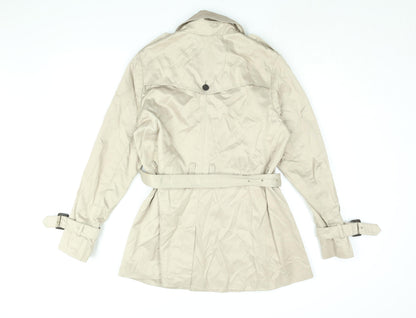 Stockholm Womens Beige Trench Coat Coat Size 12 Button - Belted