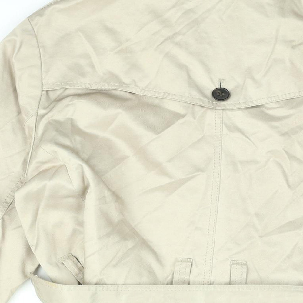 Stockholm Womens Beige Trench Coat Coat Size 12 Button - Belted