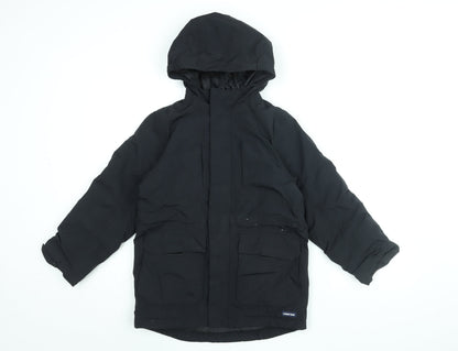 Lands' End Boys Black Rain Coat Coat Size 8 Years Zip