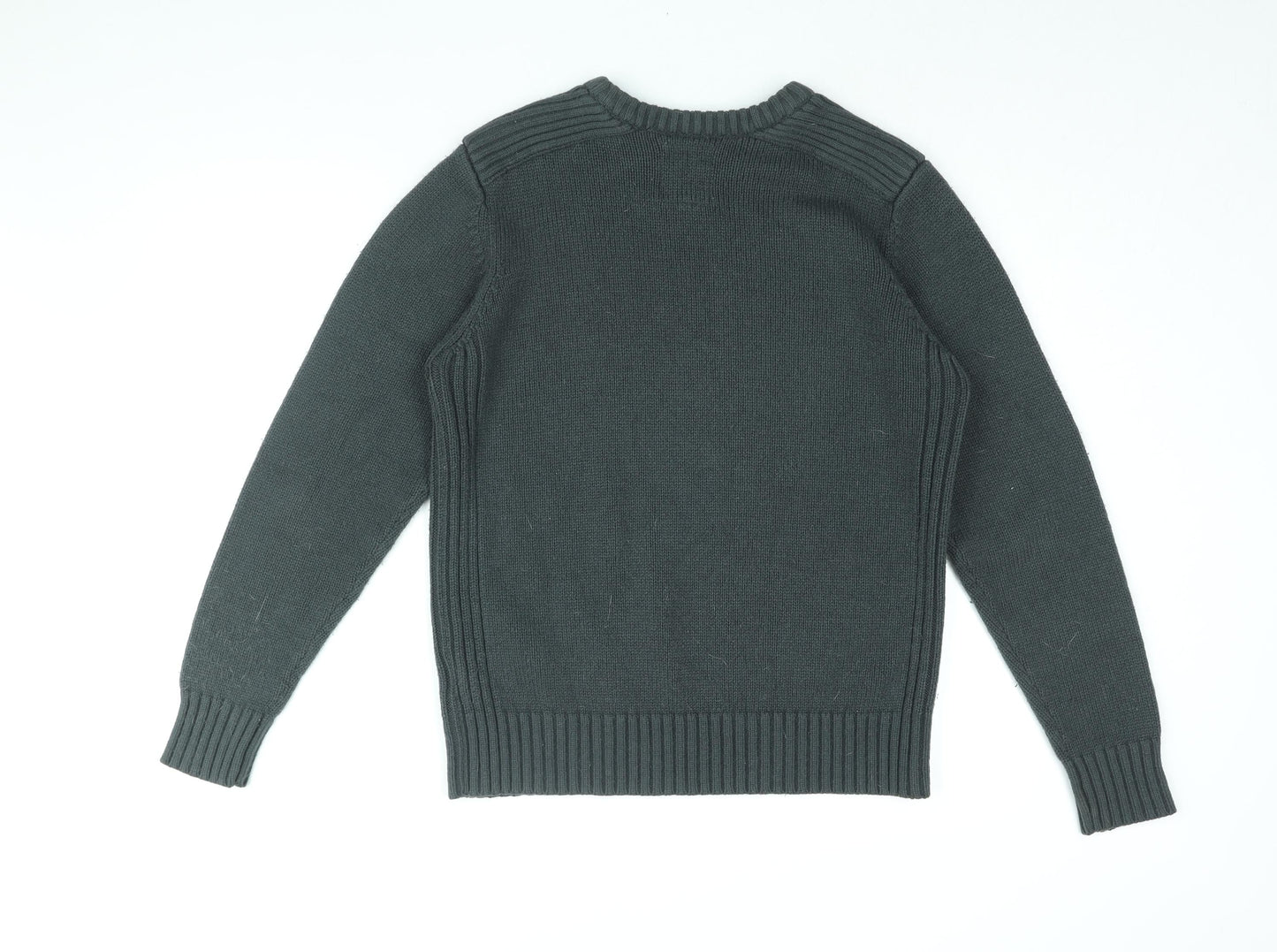 Kensington Mens Grey Round Neck Acrylic Pullover Jumper Size M Long Sleeve