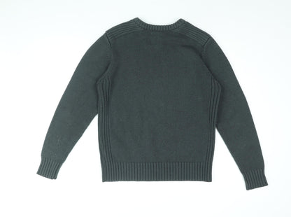 Kensington Mens Grey Round Neck Acrylic Pullover Jumper Size M Long Sleeve