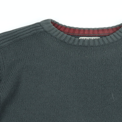 Kensington Mens Grey Round Neck Acrylic Pullover Jumper Size M Long Sleeve