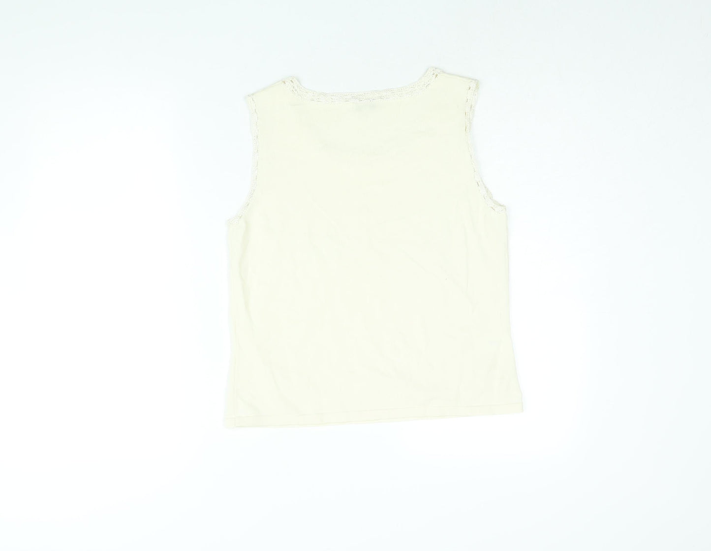 CC Womens Ivory Viscose Basic T-Shirt Size M Round Neck
