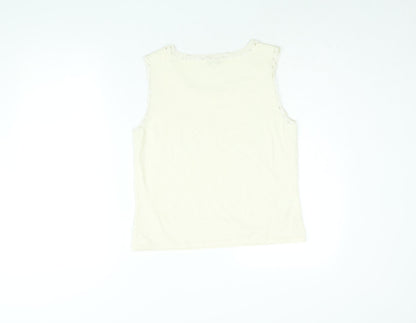 CC Womens Ivory Viscose Basic T-Shirt Size M Round Neck