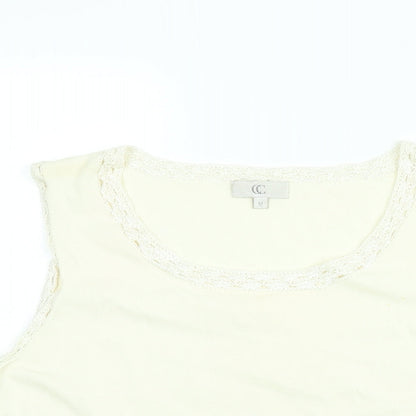 CC Womens Ivory Viscose Basic T-Shirt Size M Round Neck
